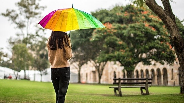 雨の日 女性 傘